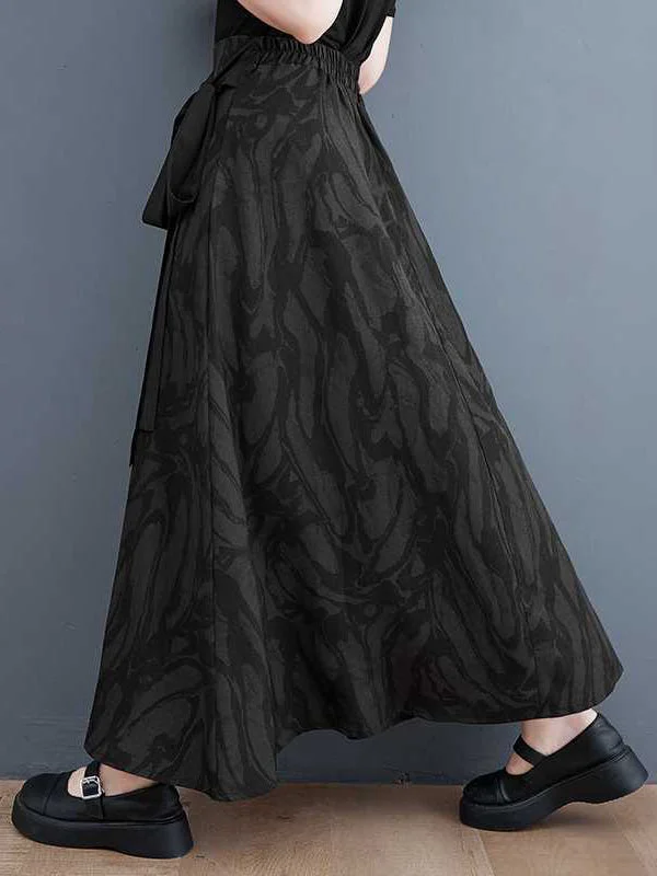 Stamped Pure Color A-Line High Waisted Skirts Bottoms