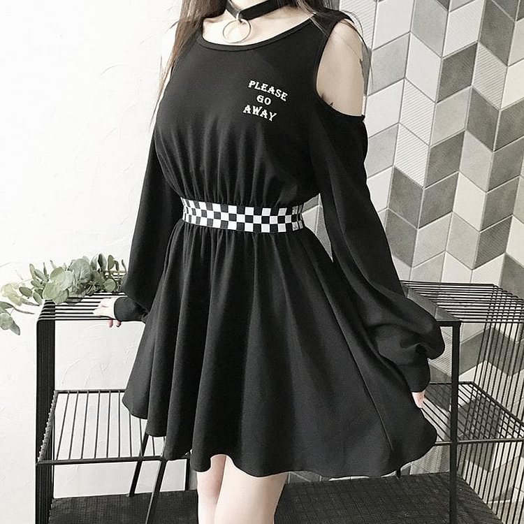 Please Go Away Black Dress S12875