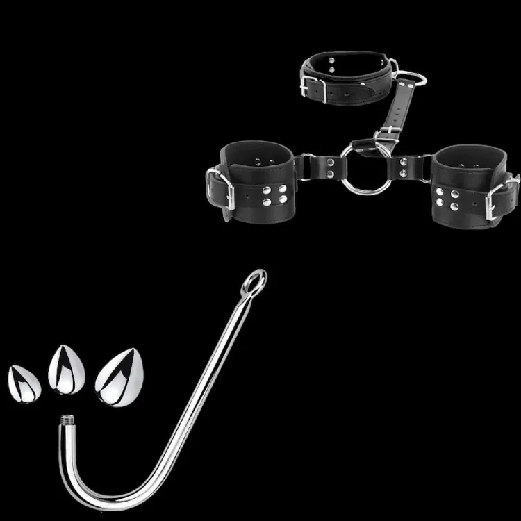 pornhint Pornhint Newest Couple Binding Sexy Games Hook Back Handcuffs Collar Restraint Kit Bondage