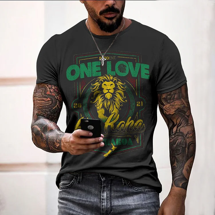 ONE LOVE Print Short Sleeve T-Shirt