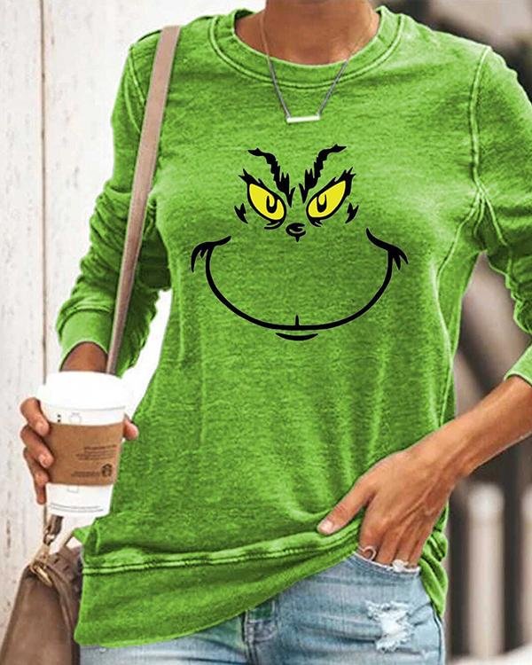 Long Sleeve Green Graffiti Printed Shirts