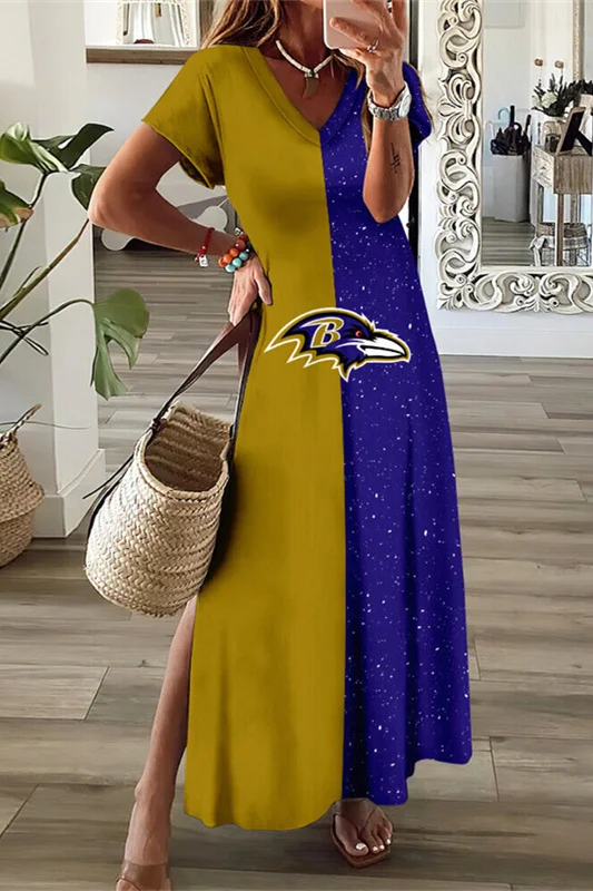 Baltimore Ravens
V-Neck Sexy Side Slit Long Dress