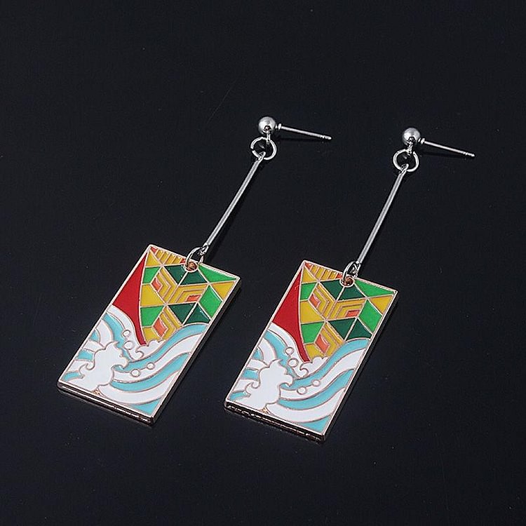 Demon Slayer Kimetsu no Yaiba Giyuu Hanafuda Cosplay Earrings weebmemes