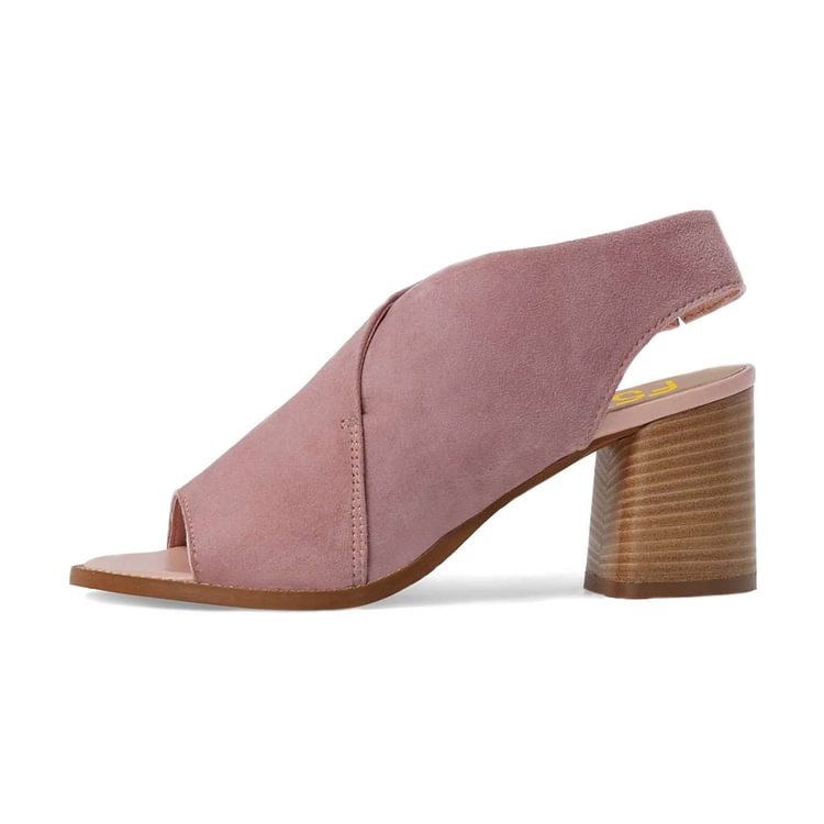 Women's Plum Peep Toe Slingback Heels Block Heel Sandals |FSJ Shoes