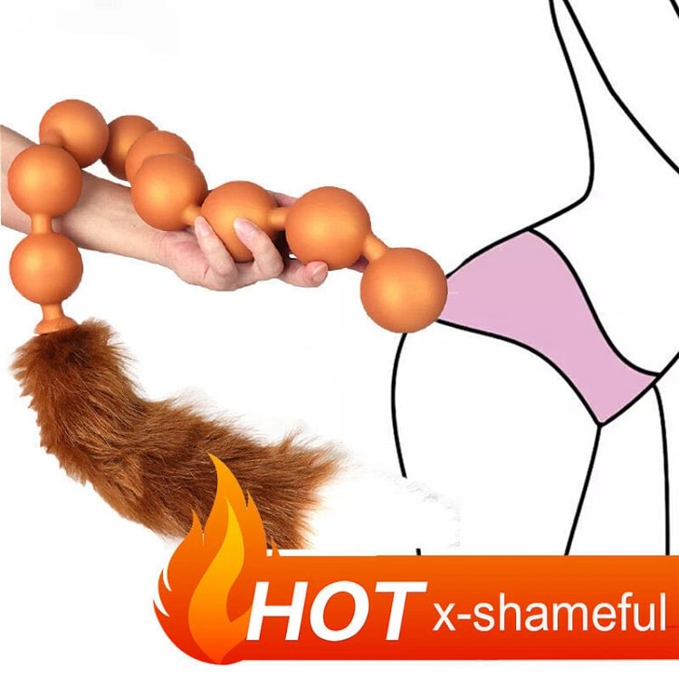 pornhint Pornhint Huge 9 Ball Anal Beads Tail Butt Plug Silicone Anal Balls Anus Cute Tail Sex Toy Vibrator