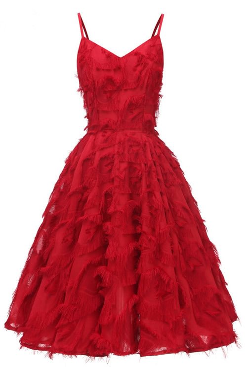 Dark Red Ruffled V-neck Homecoming Dress - Life is Beautiful for You - SheChoic