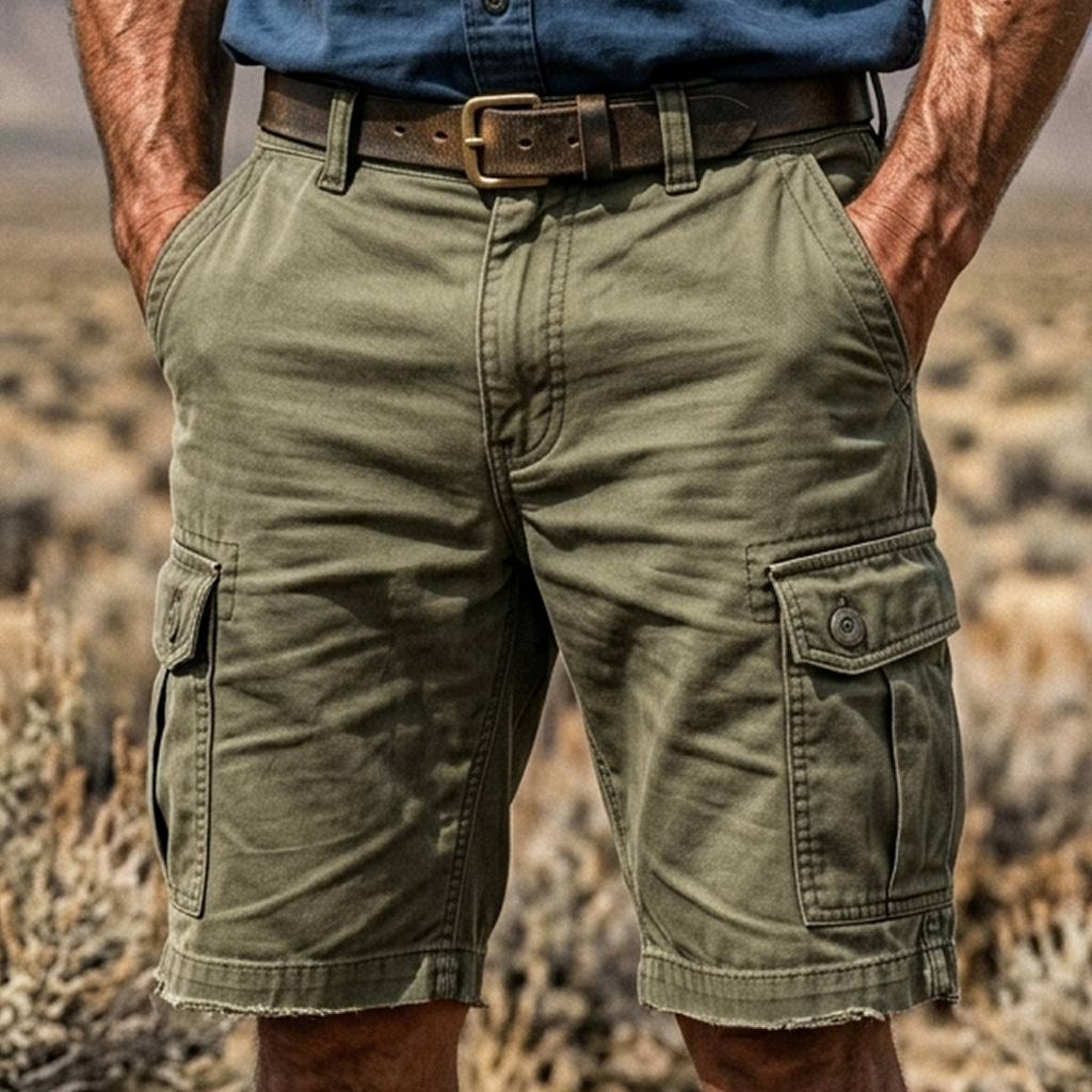 thesupersurf Men's Cotton Cargo Shorts Utility Style With Multiple Pockets And Durable Fabric