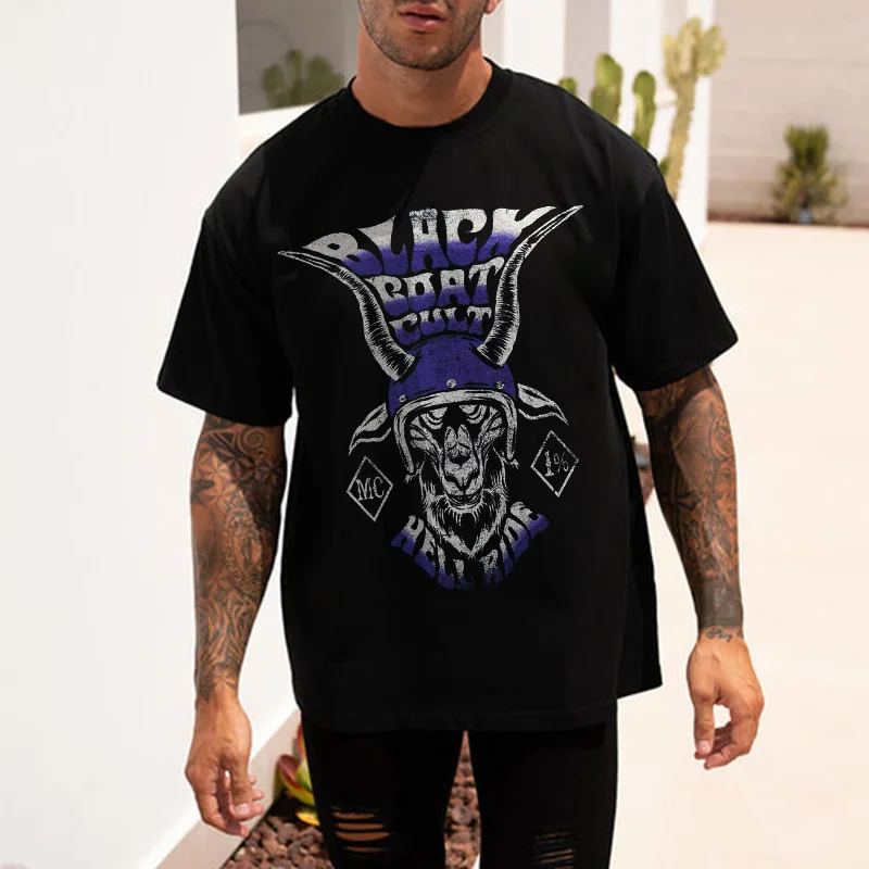 Black Goat Cult Printed Men's T-shirt - Devcarry