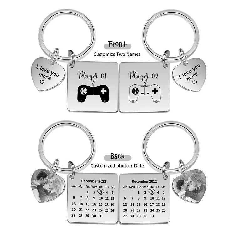 Photo Couple Keychain Set Personalized Heart Matching Couple Gifts