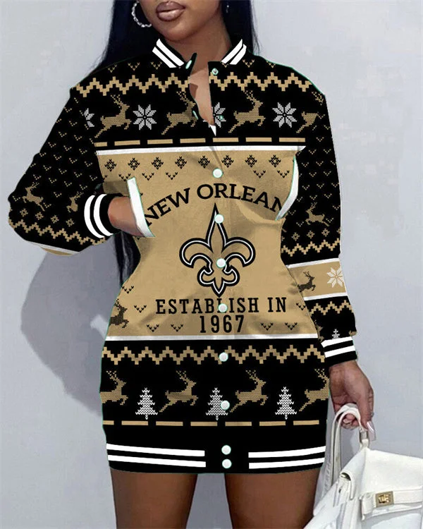 New Orleans Saints
Limited Edition Button Down Long Sleeve Jacket Dress
