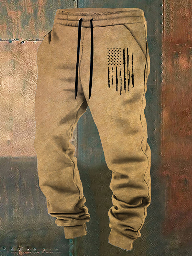 Comstylish Man's Vintage National Flag Print Pants