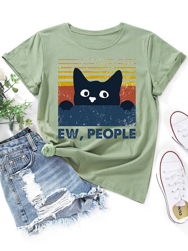 Bestdealfriday Cat Ew People Graphic Tee