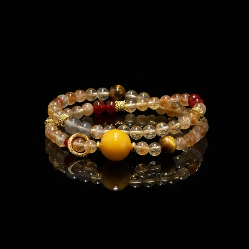 Dunhuang Echoes: Handcrafted Citrine & Crimson Agate Heritage Bracelet