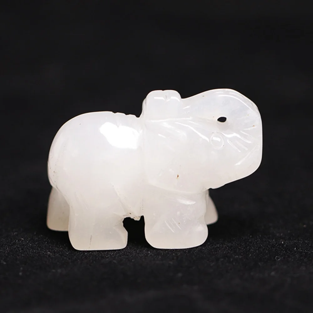 1.5 inch Natural White Jade Elephant Figurine Gemstone Crystal Carved Animals Statue for Home Decor Chakra Healing