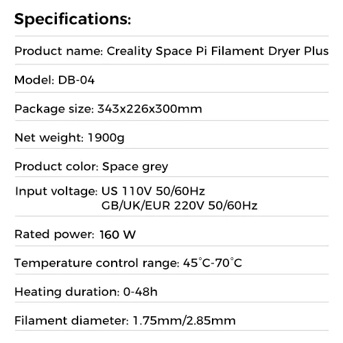 Creality Space Pi Filament Dryer Plus
