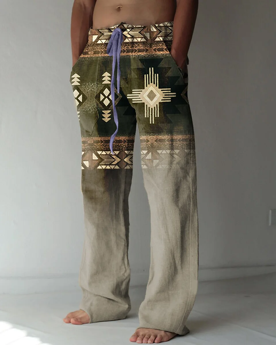 Suitmens Men's Southwest Style Cotton Linen Trousers 15