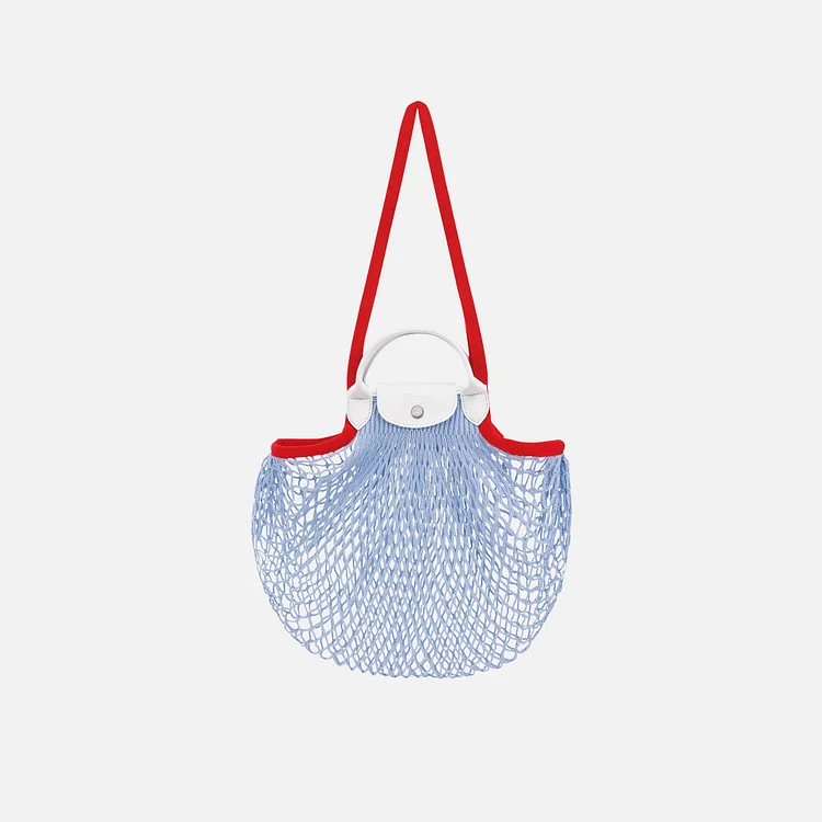 Longchamp Le Pliage Filet Tri Knit Bag - Baby Blue