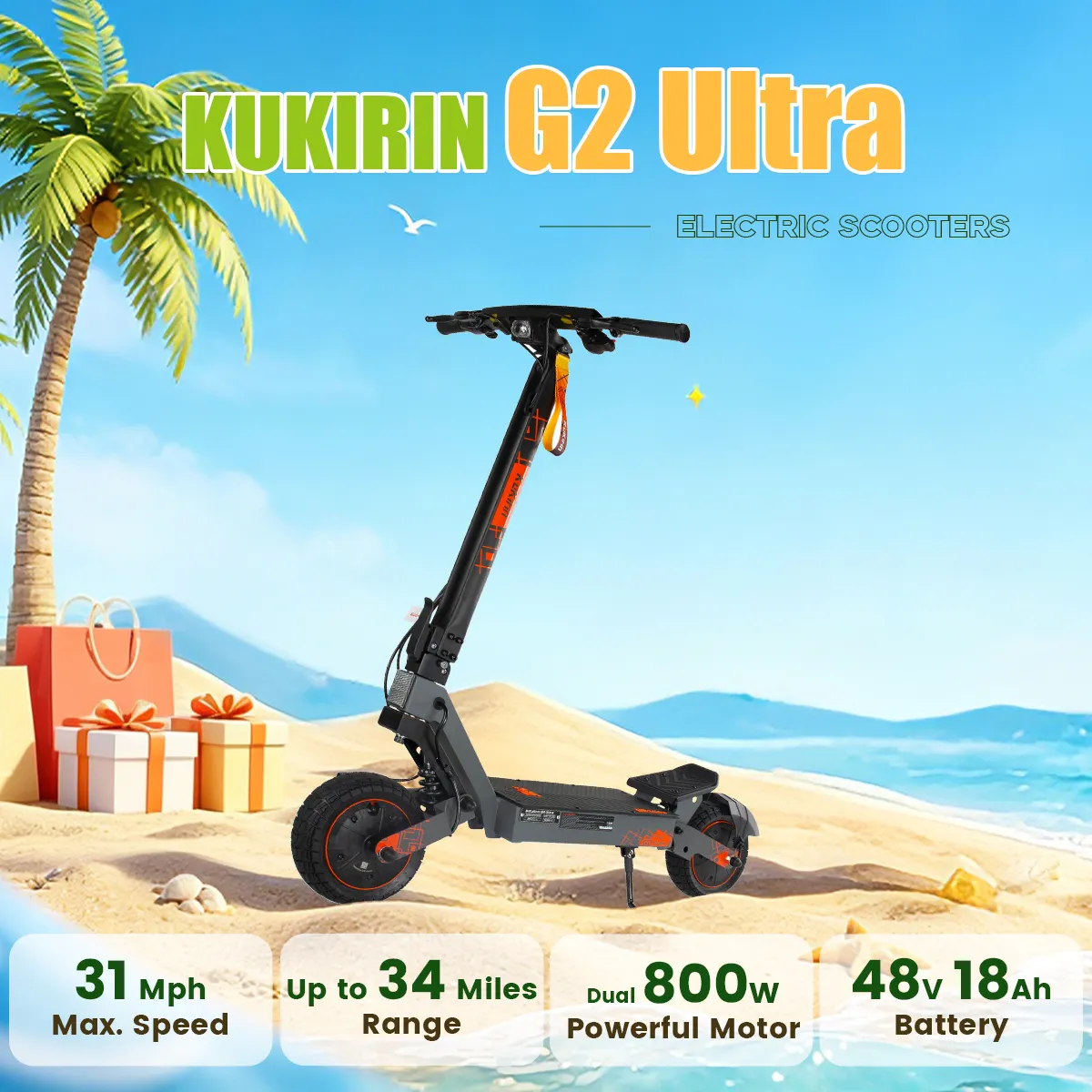 KUKIRIN G2 Ultra Electric Scooter | Dual 800W Powerful Motor | 48V
