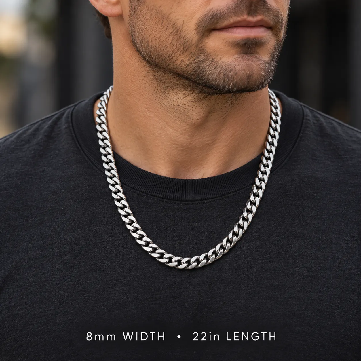 Silver Miami Titanium steel Cuban Link Chain Necklace for Men | 6–14mm