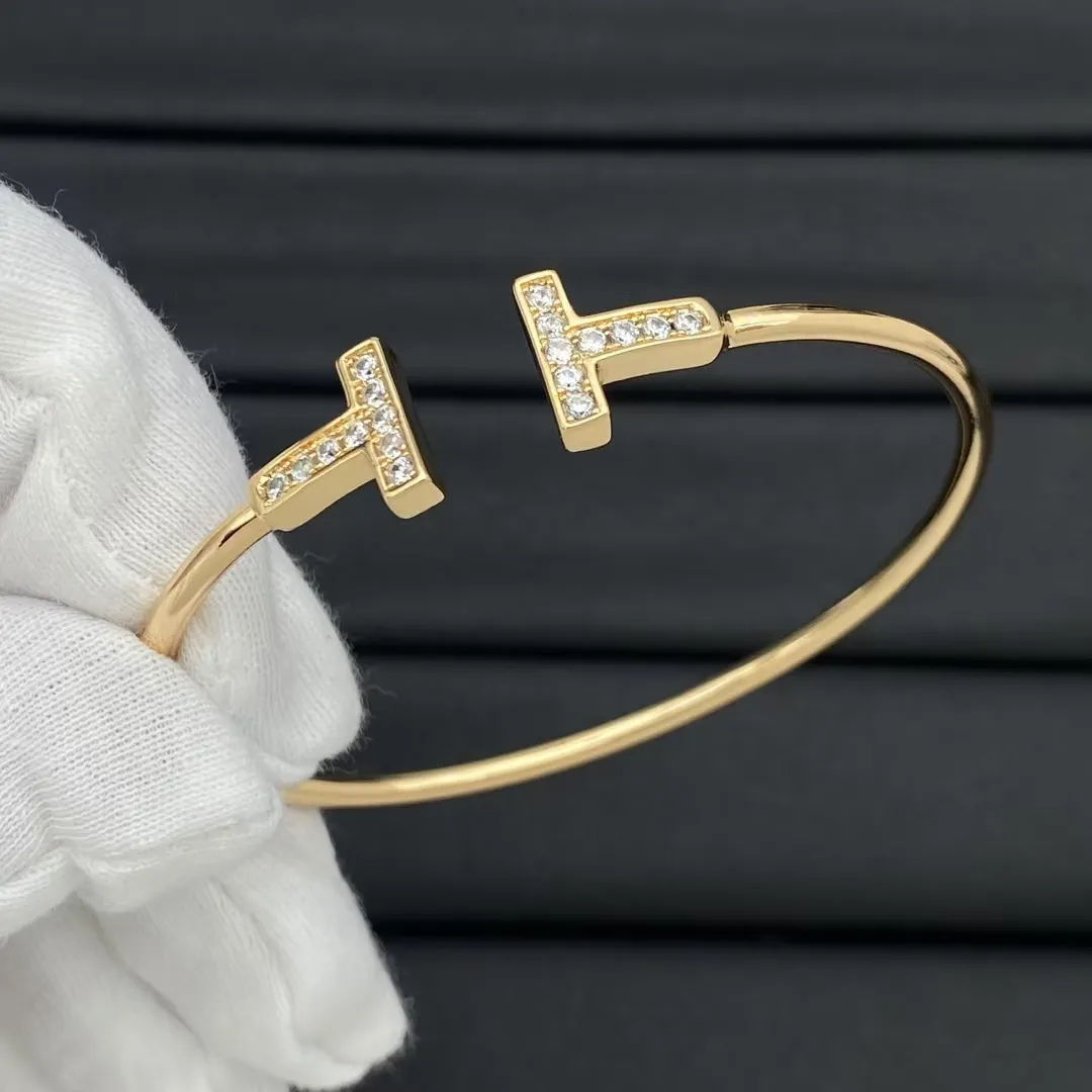 Tiffany Diamond Paved Double T Bangle Bracelet