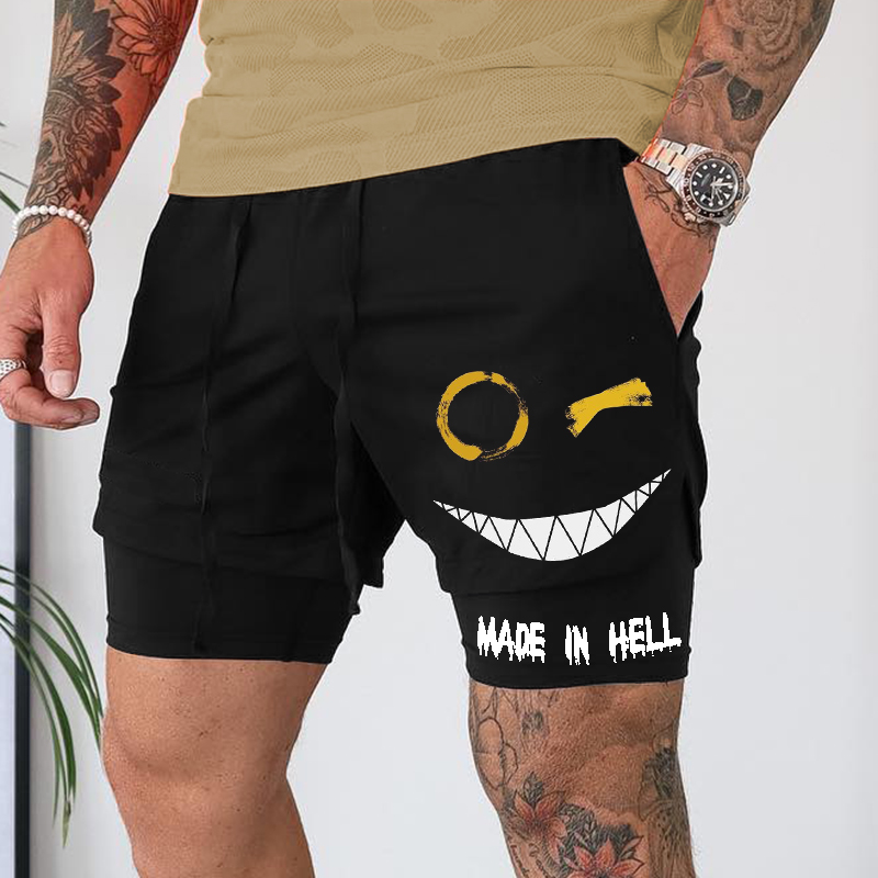Men's Lace-up Printed Functional Shorts