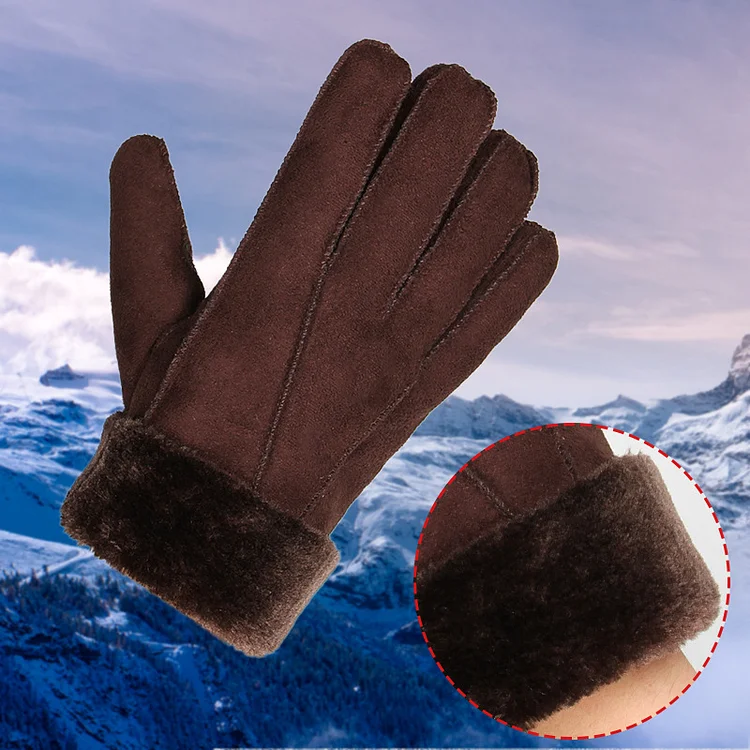 Men's Warm Fur Integrated Plush Gloves VangoghDress