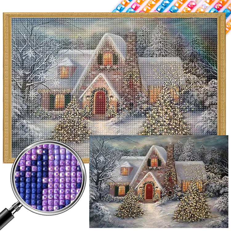 Christmas House - Full Square - AB Diamond Painting(65*45cm)