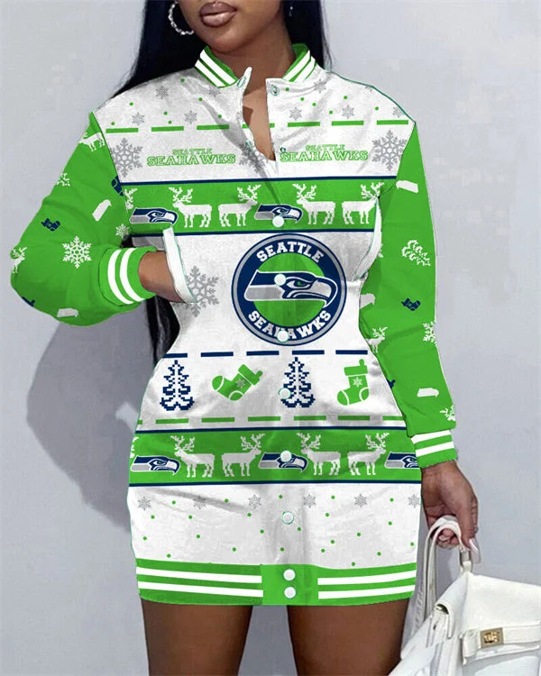 Seattle Seahawks
Limited Edition Button Down Long Sleeve Jacket Dress