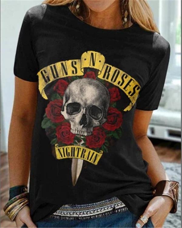short sleeve skull print shirts tops p182034