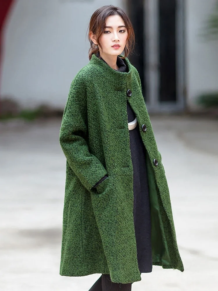 Plus Size Winter Women Casual Roomy Woolen Coat