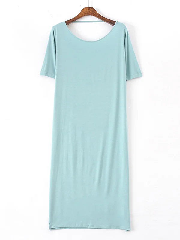 Leisure Solid V-Back Pajama Dress