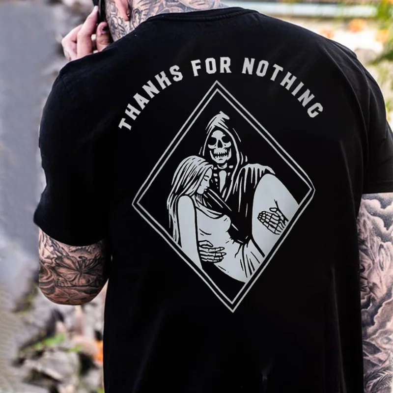 Thanks For Nothing Printed Casual Men's T-shirt -  