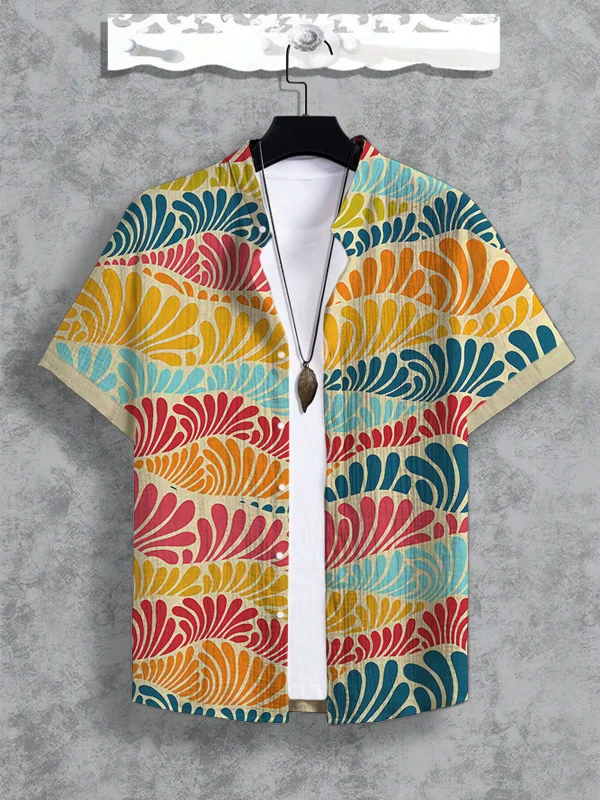 Men's Abstract Marine Art Print Shirt