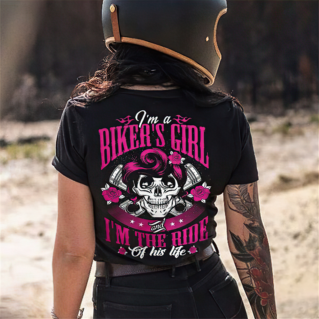 I'm A Biker's Girl Printed Women's T-shirt - Devcarry