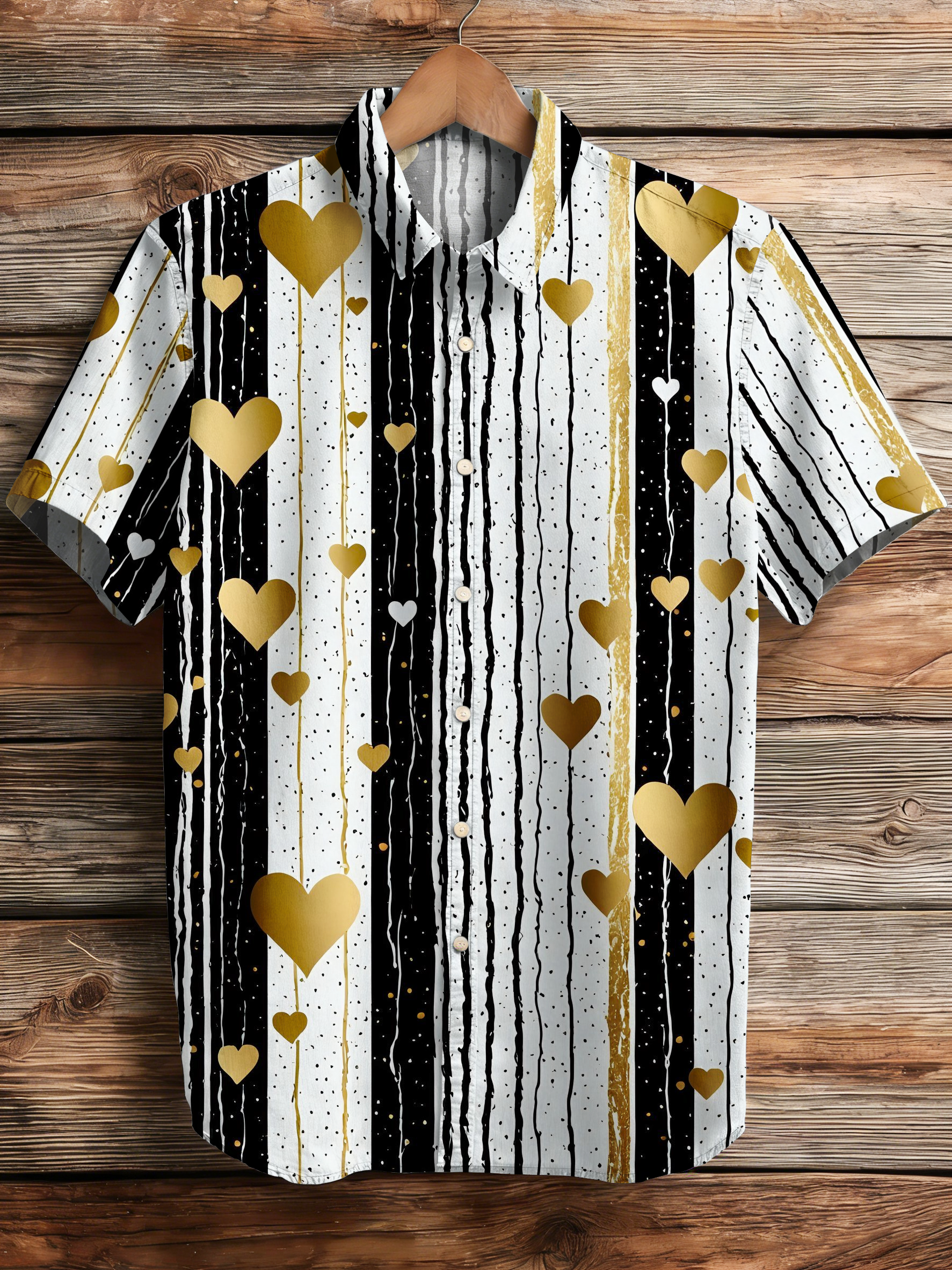 Valentine's Day striped casual shirt PLUSCLOTHESMAN