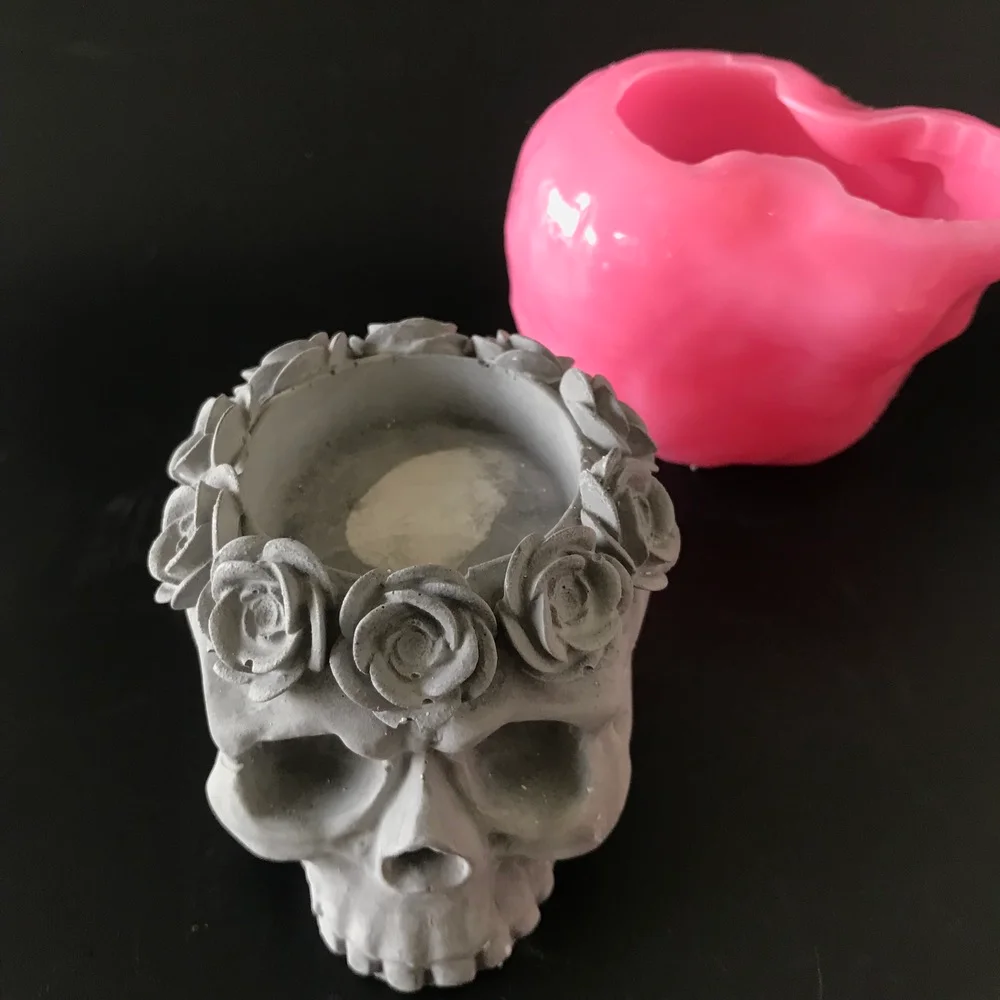Handmade 3D Flower Candle Making Candlestick Holder Silicone Skull Resin Craft Molds Cake Baking Fondant Chocolate Mould