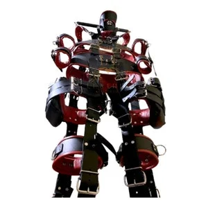 pornhint Pornhint Premium BDSM Leather Bondages Sexy Black Body Suspension Harness With Red Piping & Wrist Restraints - Bondage - BDSM Restraints - BDSM Gear