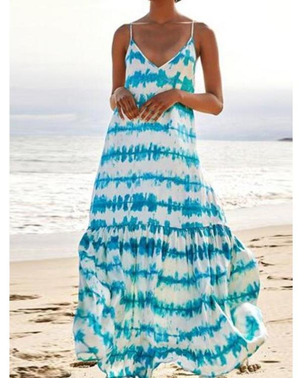 Women's Fashion Printed Sleeveless Gradient Plus Size Dress