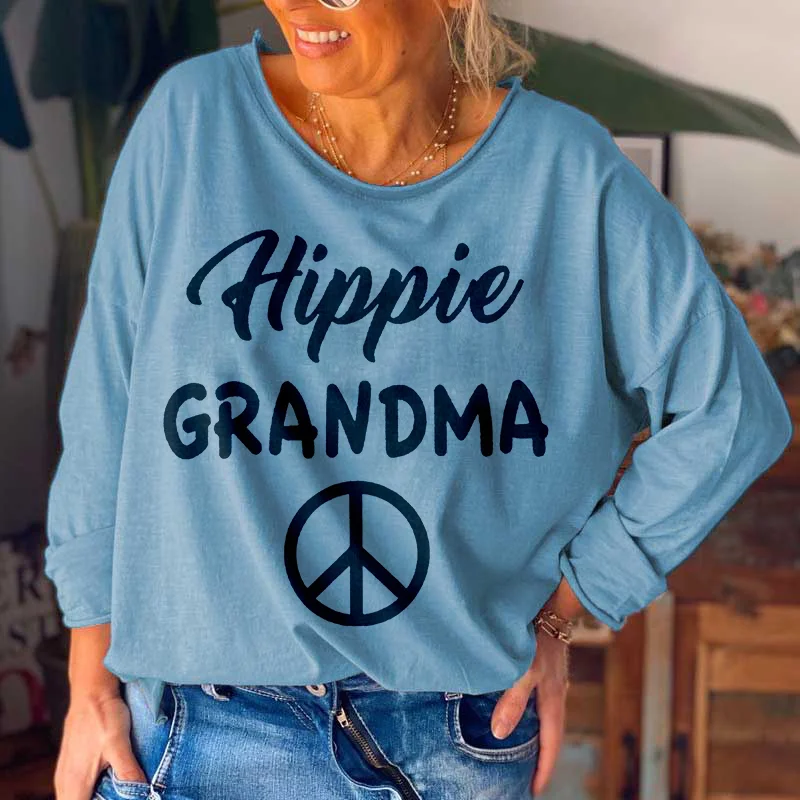 Hippie Grandma Peace And Love Casual T-shirt