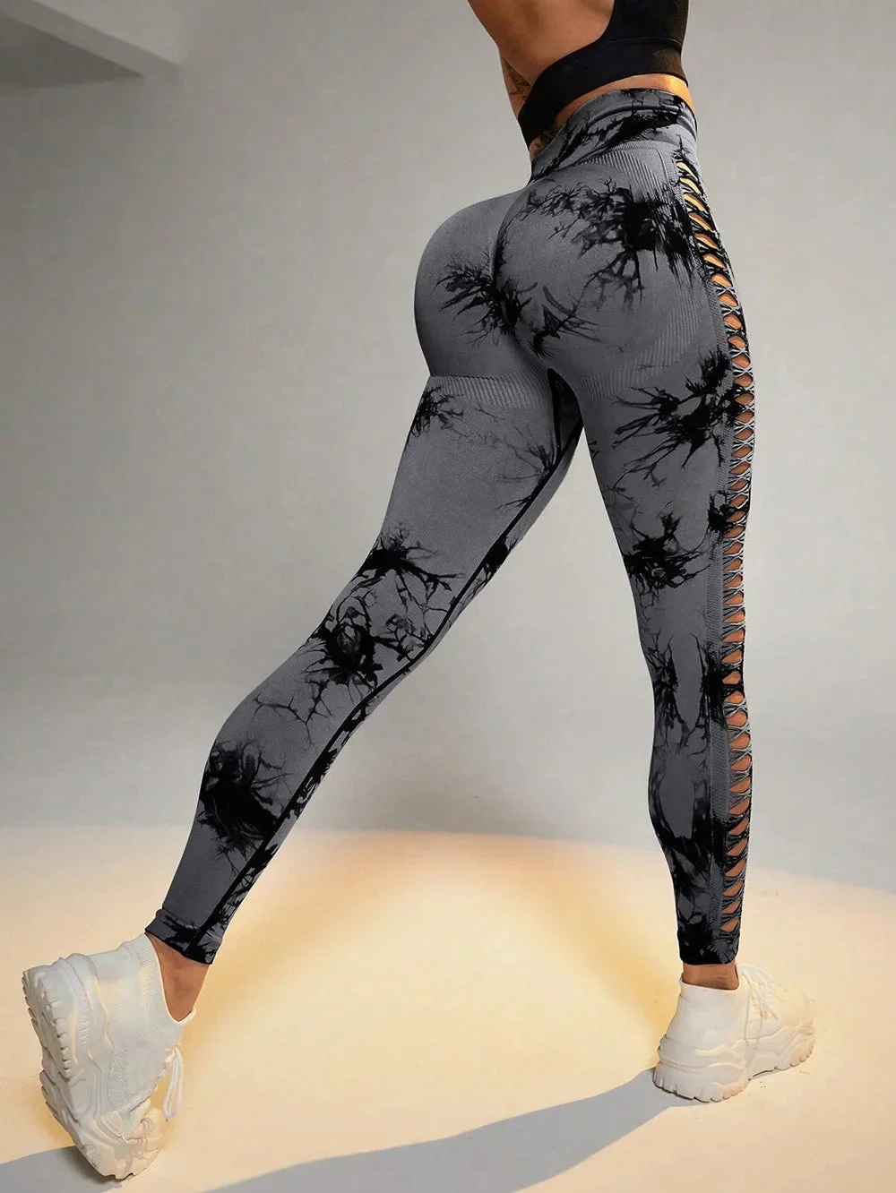 Tlbang Hollow Black Seamless Leggings Women Fitness Leggings Gym Yoga Pants High Waist Yoga Pants Sports Female Clothing