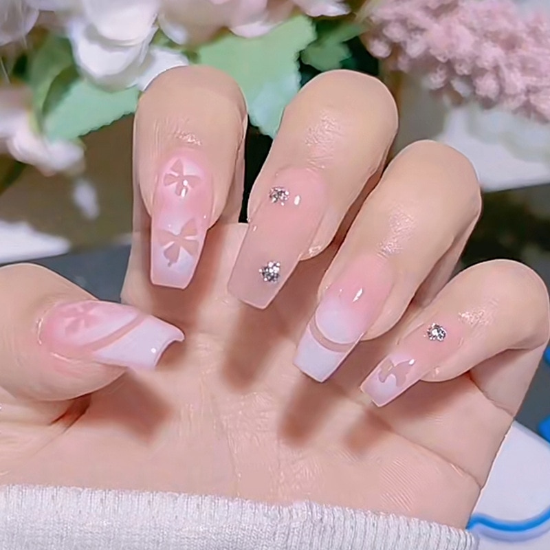 Churchf Nude Coffin Nails Set Press On With Design