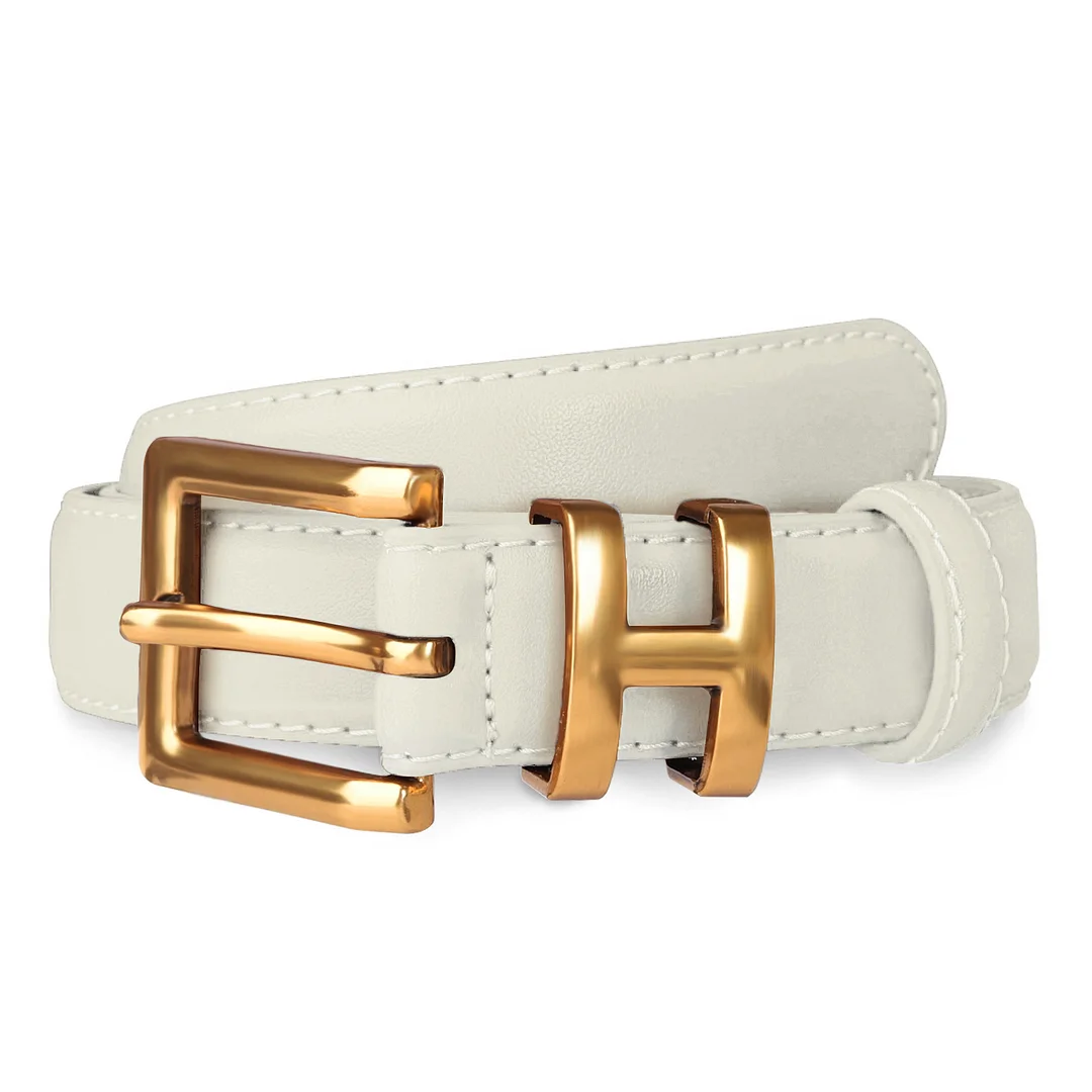 EXTREE Women's Fashion Classic Metal Buckle Leather Belt with Jeans Dress