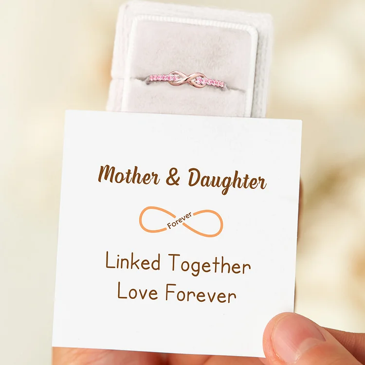 Infinity Ring for Mother and Daughter “Forever Linked Together”
