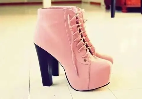 VCSHOES Punk Style Real Suede Leather High Platform Ankle Boots Wooden Block Heel Ladies Booties Women Club Party Boots