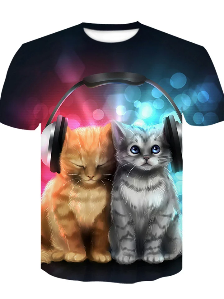 Summer Men's Animal Digital Printing Short-sleeved Round Neck T-shirt S M L XL 2XL 3XL 4XL 5XL