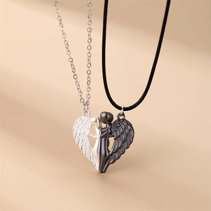Embrace the angel wings couple magnetic suction necklace