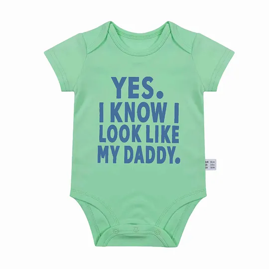 【0M-24M】Adorable Baby Bodysuit With "Yes, I Know I Look Like My Daddy" Print