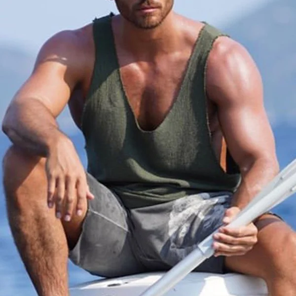 Men's Linen Basic Loose Tank