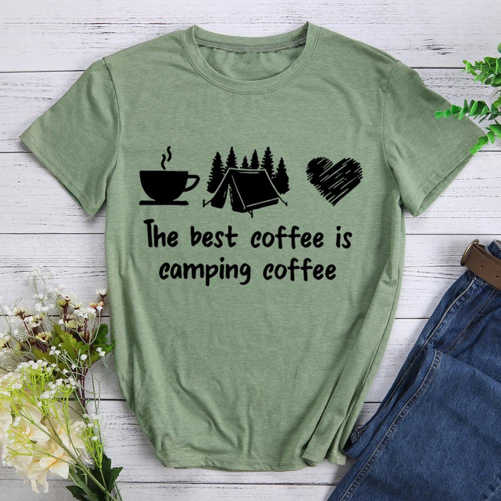 the best coffee is camping coffee Round Neck T-shirt-0022505-Guru-buzz