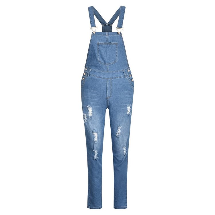 Sale New Spring Women Overalls Cool Denim Jumpsuit Ripped Holes Casual Jeans Sleeveless Jumpsuits Hollow Out Rompers D30 - BlackFridayBuys